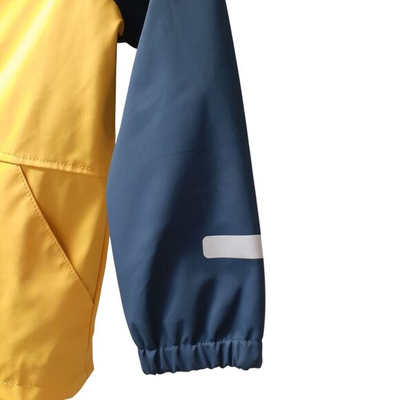 Primark Anorak Jacket Kids Size 6-7 Years Navy Yellow Hooded Long Sleeve - Picture 2 of 6